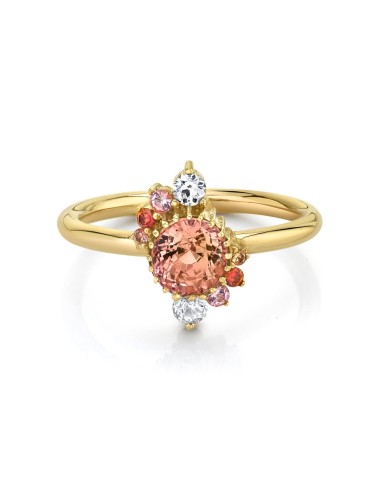 Peach Sapphire Double Spray Ring du meilleur 