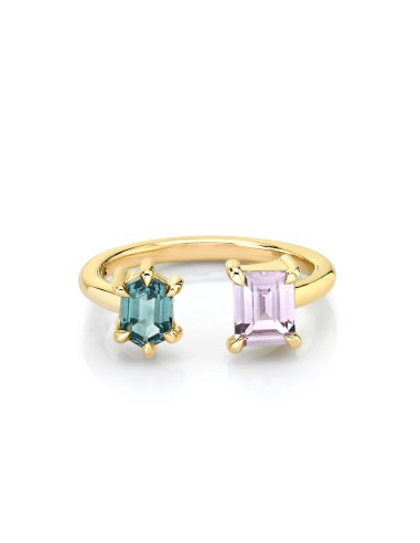 0.81ct Blush Lilac & Seafoam Sapphire Toi et Moi Ring Paris Déstockage Promo