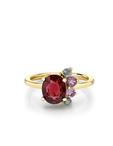 2.19ct Garnet & Sapphire Spray Ring Les magasins à Paris et en Île-de-France