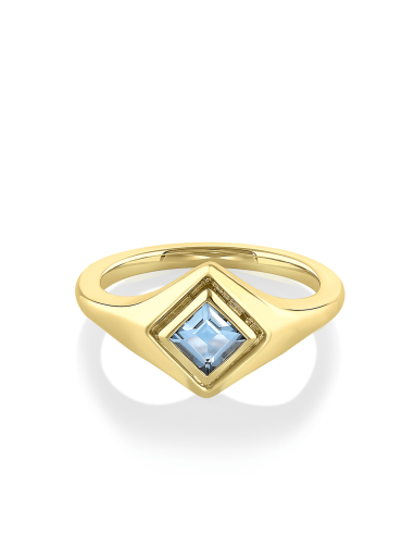 Something Blue Carré Aquamarine Signet Ring les ctes