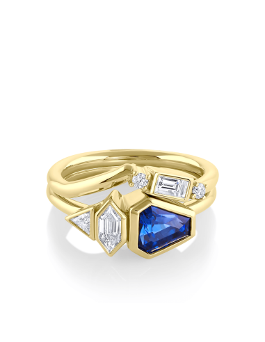 Blue Sapphire Shield Engagement Ring Set l'évolution des habitudes 