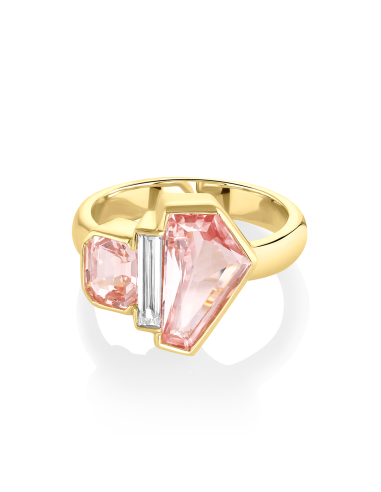 Padparadascha Sapphire Trapezoid Ring Véritable concentré