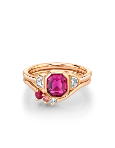 1.52ct Ruby & Diamond Stacking Ring Set Les êtres humains sont 