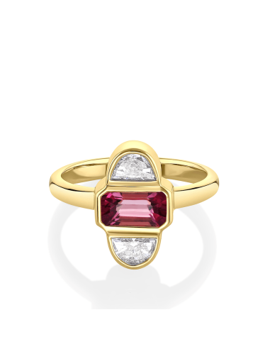 1.24ct Ruby & Half Moon Diamond Ring destockage