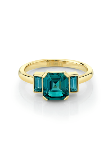 2.01ct Teal Sapphire Asscher & Baguette Engagement Ring une grave pollution 