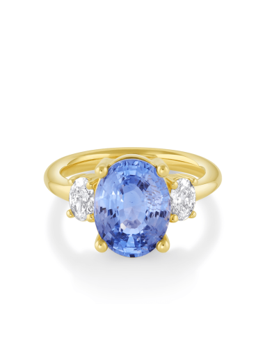 5.03ct Blue Sapphire Three Stone Engagement Ring en linge