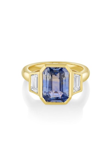 4.82ct Bicolor Sapphire & White Diamond Engagement Ring En savoir plus