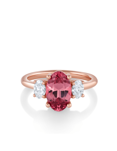 2.80ct Garnet & White Diamond Three Stone Ring livraison gratuite