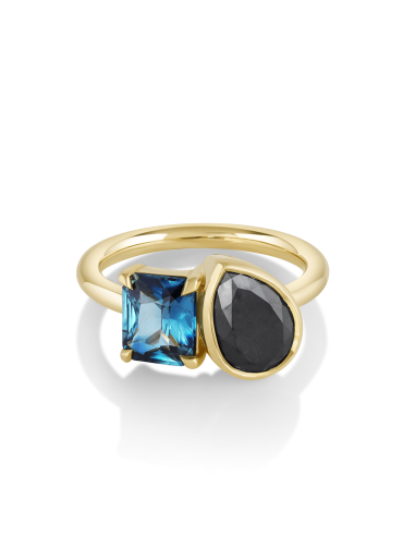 2ct Black Diamond & Sapphire Toi et Moi Ring Vous souhaitez 