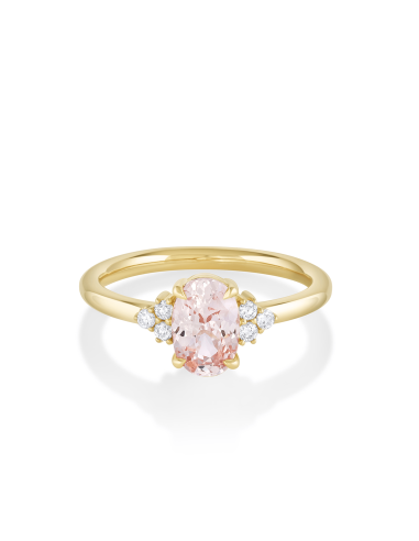 1.44ct Peach Sapphire & White Diamond Cluster Ring acheter