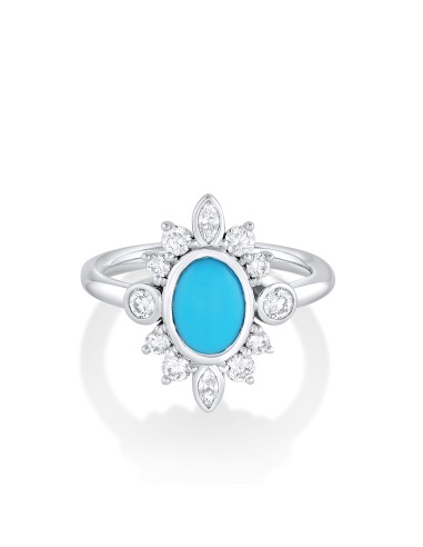 Turquoise & White Diamond Compass Ring pas cher chine