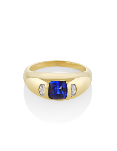 1.58ct Blue Sapphire & White Cadillac Diamond Bombe Ring le concept de la Pate a emporter 