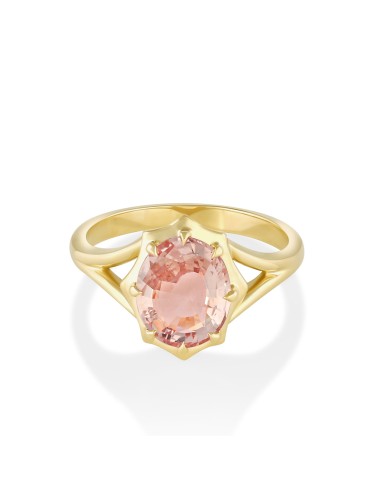 2.19ct Peach Sapphire French Mirror Ring meilleur choix