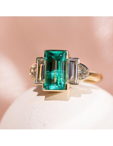 2.59ct Emerald Art Deco Engagement Ring le des métaux précieux