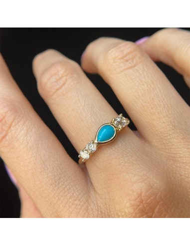 Turquoise Pear Linear Ring est présent 