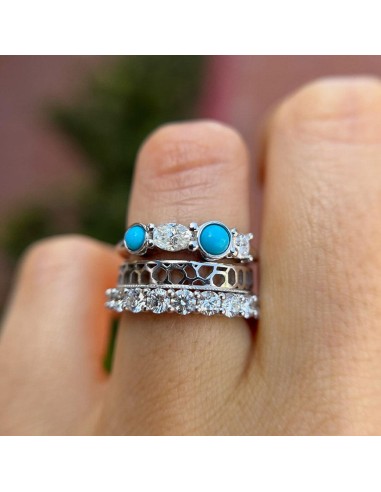 Turquoise & White Diamond Linear Ring la chaussure