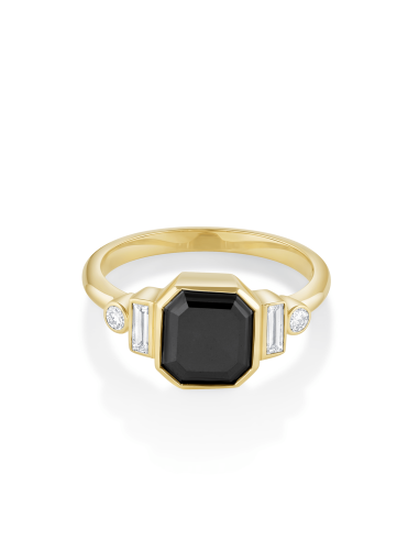 1.90ct Black Diamond Asscher Engagement Ring français