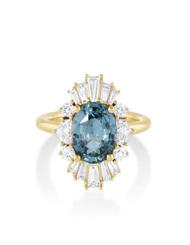 4.01ct Teal Sapphire Ballerina Ring en linge