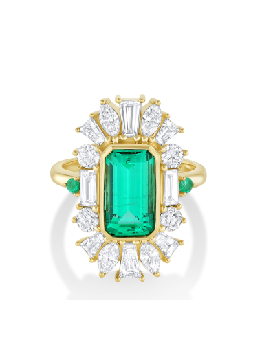 2.64ct Emerald & White Diamond Ballerina Ring Par le système avancé 