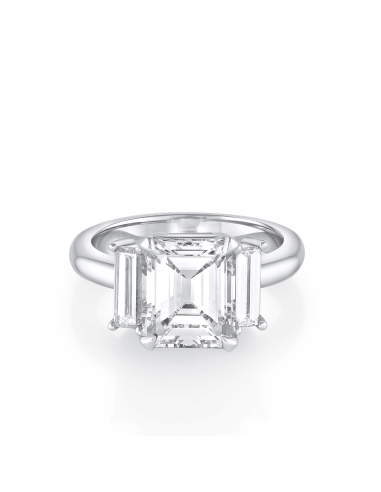 3.09ct Emerald Cut Three-Stone Engagement Ring basket pas cher