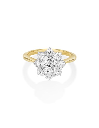 1ct Old Euro Two Tone Petal Ring en linge