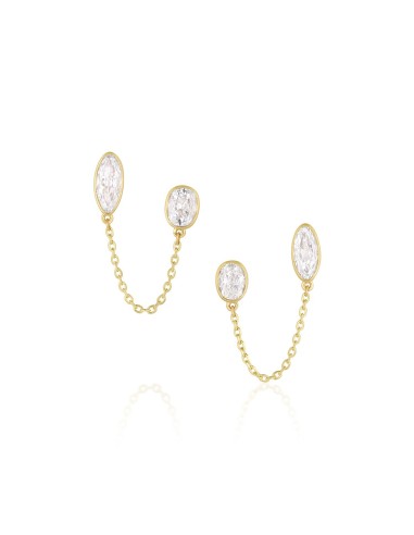 Diamond Duo Chain Earrings pas cher