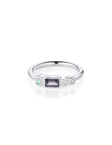 0.32ct Spinel Baguette and Opal Linear Band Faites des économies