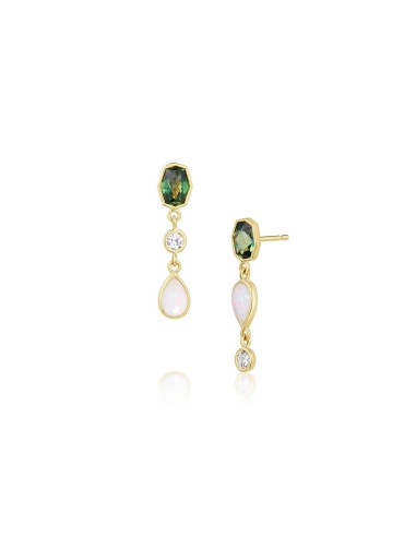 1.12tcw Sapphire and Opal Bezel Set Dangle Earrings À commander