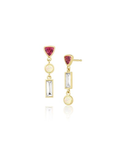 0.57tcw Ruby and Diamond Bezel Set Dangle Earrings Jusqu'à 80% De Réduction