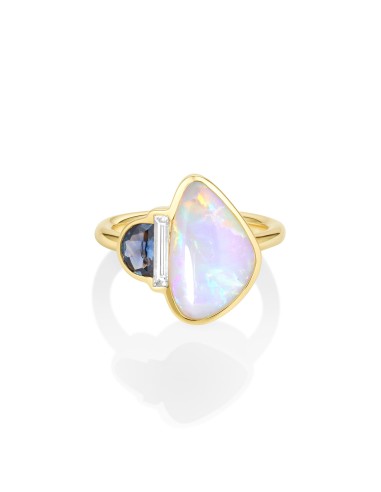 2.75ct Opal, Diamond and Montana Sapphire Bezel Ring chez Cornerstreet bien 