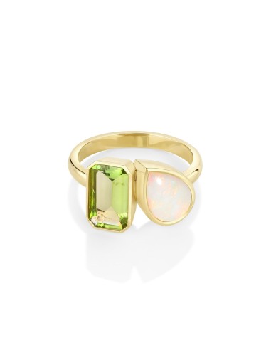 1.59ct Peridot and Opal Toi et Moi d'Europe débarque