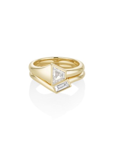 0.60ct Diamond Trapezoid Ring with Diamond Baguette Tracer Band Les magasins à Paris