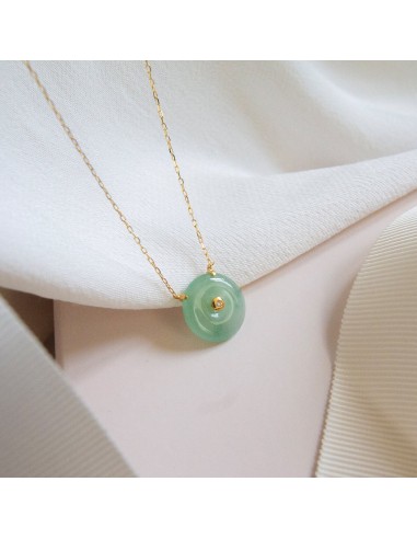 Single Diamond with Jade Donut Necklace hantent personnes