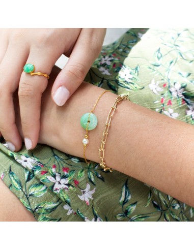 Jade Donut and Freshwater Pearl 18k Gold Bracelet votre