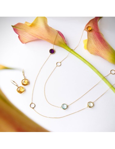 Mixed Gems and Circle 18k Gold Necklace JUSQU'A -70%! 