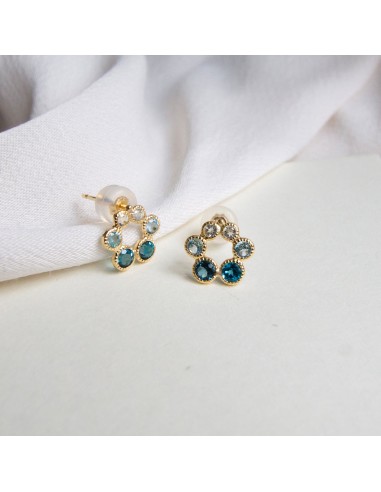 Blue Topaz & London Blue Topaz 18k Gold Circle Studs hantent personnes