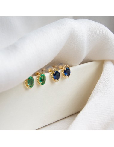 Oval Blue Sapphire 18k Gold Studs 50-70% off 