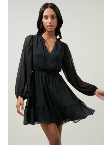 Sugarlips Paxton Balloon Sleeve Mini Dress Black la colonne vertébrale