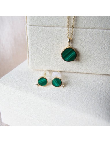 Malachite Circle & Diamond Studs Dans la société mordern