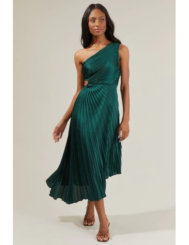 Sugarlips Marigold Aurora Pleated Maxi Dress- Emerald en linge