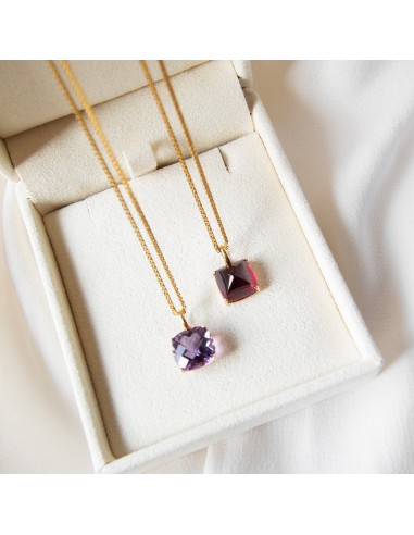 Amethyst Cushion Cut 18K Gold Pendant w Chain 2 - 3 jours ouvrés.