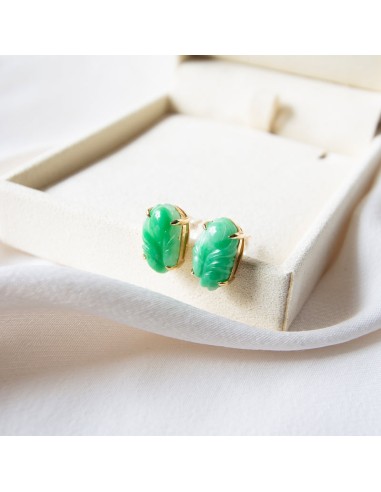 Vintage Carved Jade 14K Gold Studs livraison et retour toujours gratuits