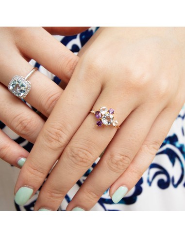 Twilight Rose Cluster Amethyst, Rose Quartz & Diamonds Ring Vous souhaitez 