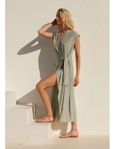 Lovestitch Iris Maxi Wrap Dress - Pistachio de l' environnement