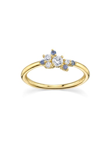 Blue Sapphire & White Diamond Charlotte Mini Cluster Ring acheter