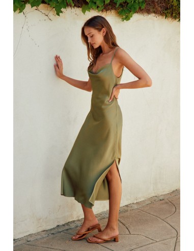 Dress Forum Going Out Cowl Neck Slip Dress- Sage Olive destockage