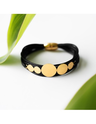 Black Gold Circles Stacked Bracelet Fin de série