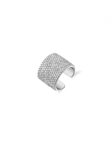 Pave Diamond Silver Wide Cuff Ring rembourrage situé sous