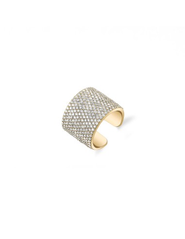 14K Gold Diamond Wide Cuff Ring pas cher 