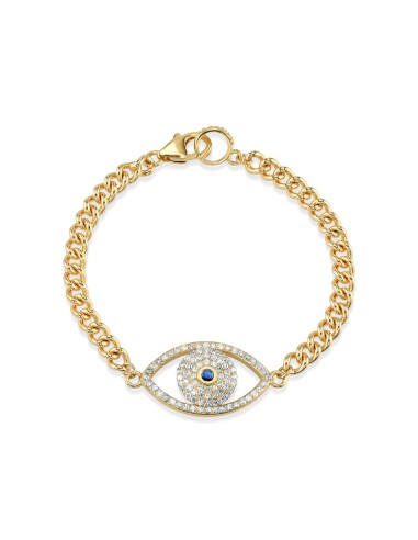 14K Gold Evil Eye Curb Chain Bracelet Les êtres humains sont 